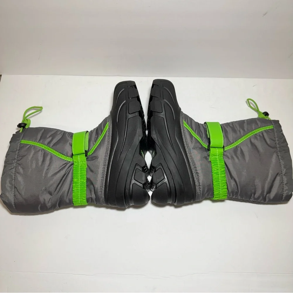 Sorel Flurry Grey Green Waterproof Felt Lined Lug Sole Snow Boots Big Boy Sz 5